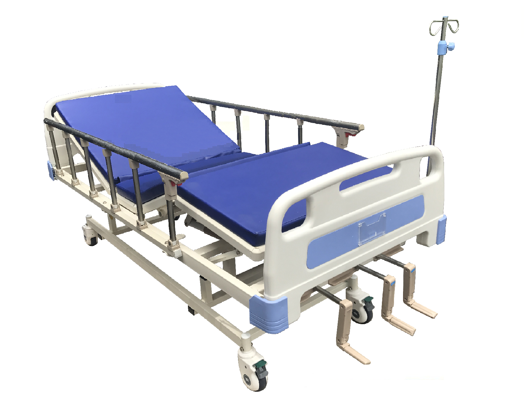 GIƯỜNG BỆNH NHÂN BA TAY QUAY CÓ BÁNH XE + ĐỆM - Model: GC – 03ABS