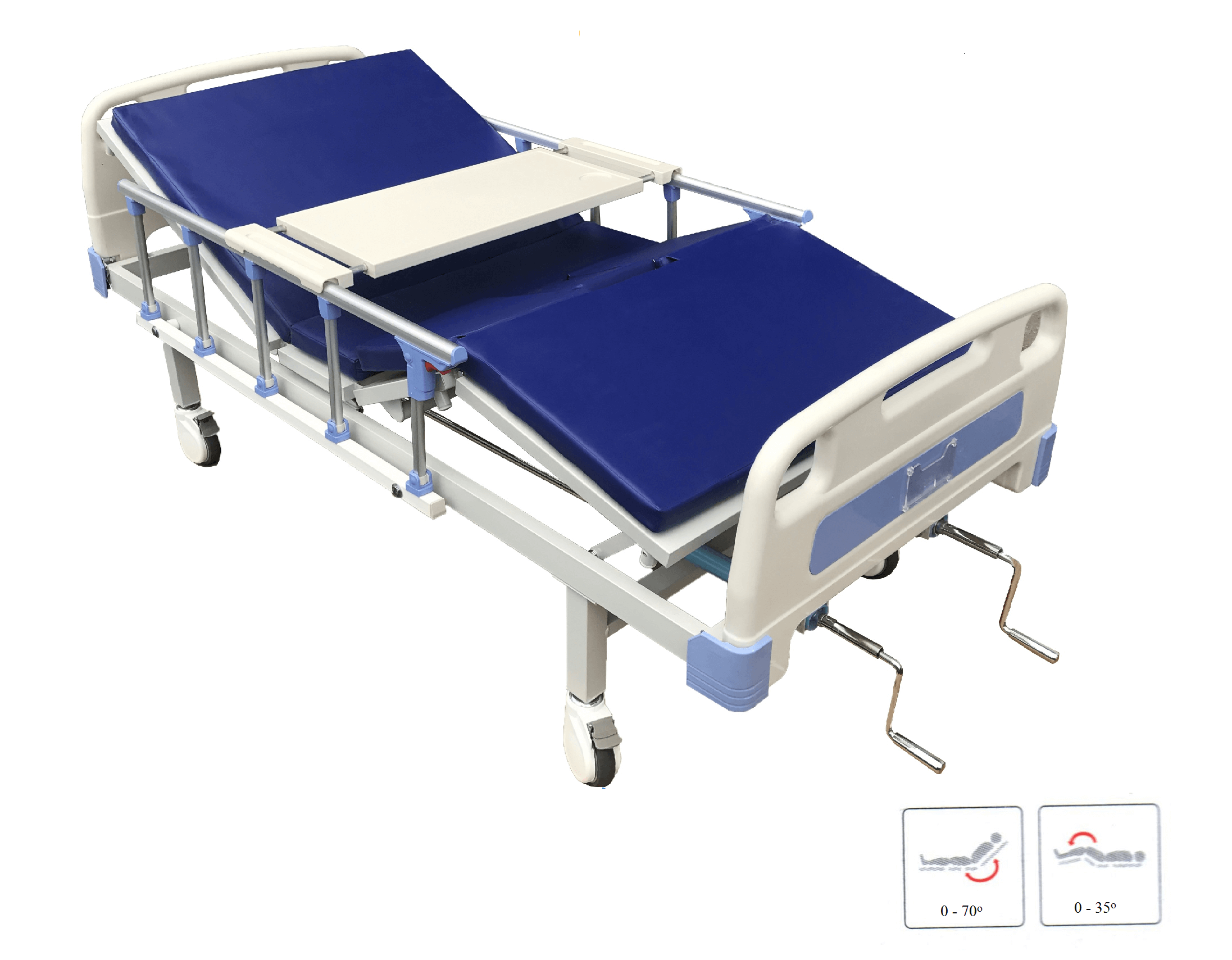 GIƯỜNG BỆNH NHÂN HAI TAY QUAY CÓ BÁNH XE + ĐỆM - Model: GC – 02ABS
