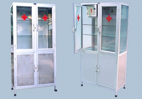 Tủ thuốc Inox có bảng Độc AB,có 2 sàn phẳng - Model: TT - 03